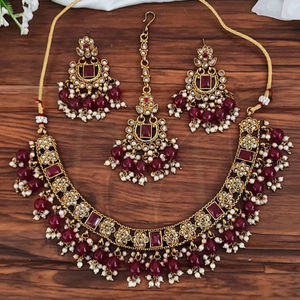 Mehendi-Conjunto de joyería antigua, conjunto de collar antiguo con perlas de clúster completo, ropa de fiesta, bonito diseño de lujo - Product Image 1