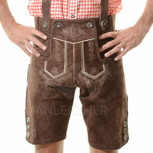 Pantalones cortos bávaros antiguos de piel de cabra con logotipo personalizado para hombre, pantalones cortos de artillería con botones, diferentes colores disponibles - Product Image 5