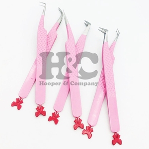 Nouvelles pinces à cils professionnelles roses à pointe lisse en acier inoxydable, option de logo personnalisé, emballage durable, pointues, durables, en vison - Product Image 1