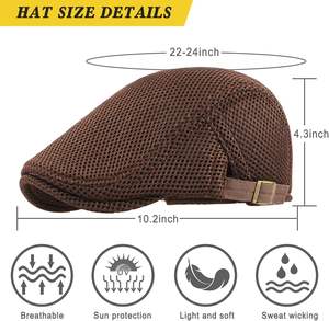 Casquette en maille pour homme Chapeau d'été respirant Casquette réglable Béret Ivy Cap Irish Cabbie Driving Hunting Hats - Product Image 2