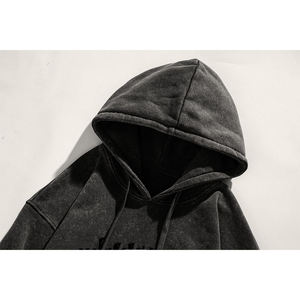 Fabricantes con logotipo personalizado Ropa de calle con capucha de algodón Lavado ácido Casual Oversize Pullover Impresión gráfica Puff Sudaderas con capucha Ecológico - Product Image 3