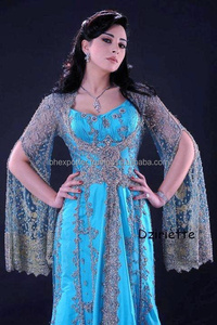 Kuwaiti Women Style <b>Kaftan</b> With Beads and Embroidery Work With Half Open Sleeves - Product Image 2