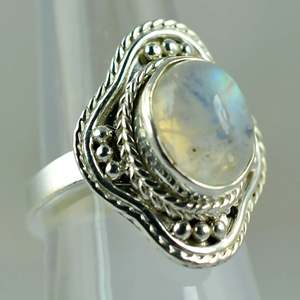 Rainbow Moonstone 925 Sterling Silver Handmade <b>Statement</b> <b>Ring</b> Men's Boho June Birthstone Jewelry Perfect Gift for Her Birthday - Product Image 2
