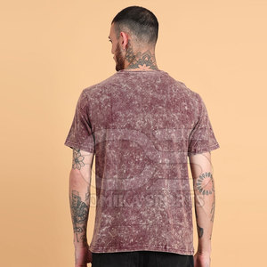 Moda Fit 100% algodón hombres ácido lavado Camiseta cómoda calle Top duradero hombres ácido lavado camiseta - Product Image 4