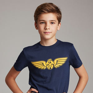 T-shirt d'été pour garçons, tissu en coton, coupe confortable, haut à manches courtes, vêtements tendance pour enfants, style décontracté, matière douce, respirant - Product Image 5