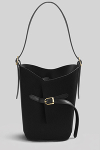 Sac seau en toile noire avec logo personnalisé, sac à main minimaliste pour femme, OEM ODM, marque privée - Product Image 2