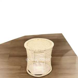 Taburete de bambú moderno hecho a mano con incrustaciones de hueso otomano interior/exterior para decoración de patio o dormitorio para escuelas y hoteles - Product Image 2