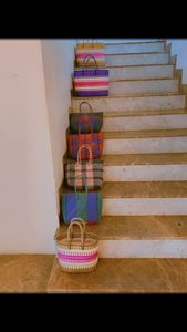 Sac de shopping réutilisable en nylon recyclé tissé à la main, écologique, avec fermeture éclair, sacs de plage rayés, fabriqués en Inde, logo personnalisé, style tendance - Product Image 2