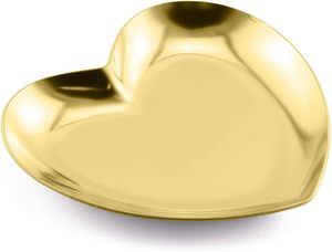 Plateau de rangement luxueux en métal doré Plateau de présentation de bijoux en forme de coeur - Product Image 4