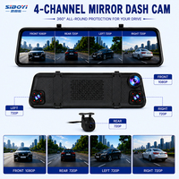 Kamera Dash Cam 4 Saluran Layar Sentuh IPS 10 Inci 1080P WiFi Rekam Berulang Kamera Spion