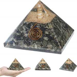 Vente en gros de puces naturelles fabriquées à la main pyramide d'orgone de pyrite dorée avec bobine de cuivre pour la protection contre les CEM et la guérison énergétique - Product Image 3