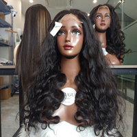 Perruque frontale en dentelle HD 100% cheveux humains vietnamiens, ondulations naturelles profondes, super double drawn, 5x5, donneur unique, pour femmes noires, lisse
