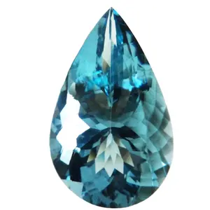 海蓝宝石宝石梨形刻面自由尺寸大宽松宝石手工制造商天然宽松宝石时尚珠宝