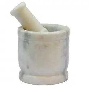 Hot Sale White Marble Mörser und Stößel Runde Form Mühle mit Stößel für Küche Kochute nsilien Großhandel Lieferant