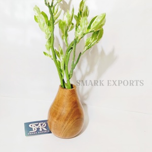 Jarrón de madera natural y maceta para centro de mesa, decoración de hogar y oficina, artesanía de jardín ligera y duradera ecológica - Product Image 3