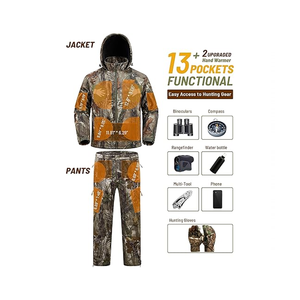 Woodland Camo Costume de chasse 3D Leaf's Woodland Chasse Camouflage Ghillie Costume Veste Respirant Imperméable - Product Image 4