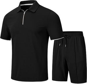 Conjuntos Deportivos para Hombre, Pantalones Cortos, Camisetas Polo con Cierre de Cremallera, Conjuntos Deportivos Casuales para Caminar, Cómodos - Product Image 6