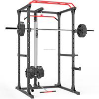 Cage de musculation multifonctionnelle compacte avec rack de squat et demi-rack, équipement gain de place robuste et triangulaire