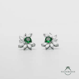 NOVAMART Fine Silverings 925 Sterling Silver Marquise Cut Diamond Cluster Trust Her Gold <b>Earrings</b> Floral <b>Stud</b> & Hoop Design for - Product Image 5