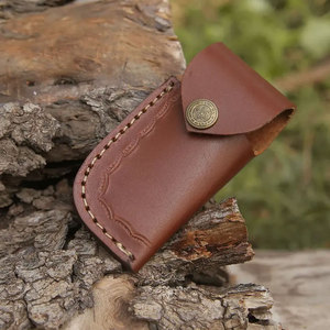 Couteau de chasse de poche pliant Damas de haute qualité avec étui en cuir pour une utilisation en extérieur - Product Image 5