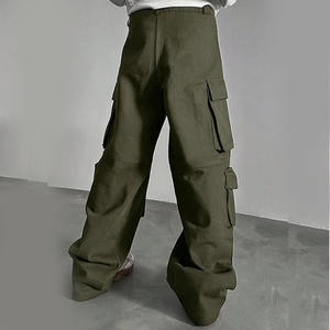 Men's Latest Streetwear Waterproof Breathable <b>Summer</b> Cotton Baggy Cargo <b>Pants</b> Multi-Pocket Wide Leg Mid Waist Elastic Waist - Product Image 2