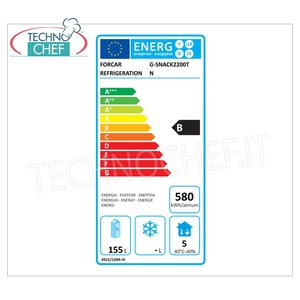 Réfrigérateur de table professionnel Forcar 2 portes pour cuisine commerciale -2/+8C 228 Lt Classe B ventilée G-SNACK2200TN avec protection anti-éclaboussures - Product Image 1