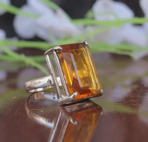 Bague en citrine faite à la main, bijoux en argent sterling, cadeau de naissance de novembre pour femmes, élégant et unique - Product Image 6