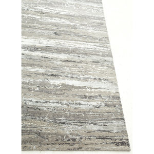 Alfombra Rectangular Kavi Gris y Negra, Tejida a Mano con Lana y Seda de Bambú, Diseño Teoría del Caos, Estilo Boho, para el Hogar o Pasillo, Modelo Esk-433 - Product Image 4