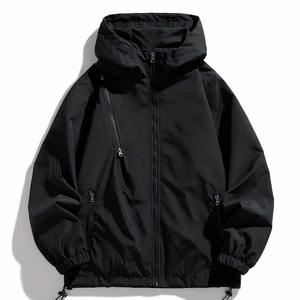 Servicio de OEM, buena alta calidad, impresión personalizada, forro de malla, chaqueta impermeable con cremallera, chaqueta cortavientos con capucha para hombres a la venta - Product Image 1