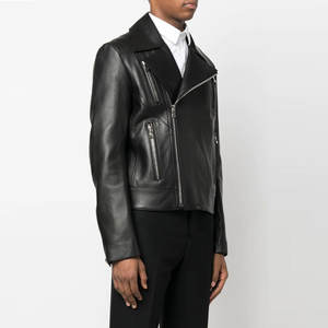 Veste en cuir chaude d'hiver pour hommes Col mandarin Style motard Manches complètes Veste en cuir à vendre en vrac Quantité - Product Image 3