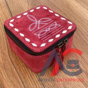 Newest Boot Stitch <b>Pink</b> Suede Leather Portable Jewelry Storage Case Custom Ring Jewelry <b>Gift</b> <b>Box</b> Organizer Travel Jewelry <b>Box</b> - Product Image 1