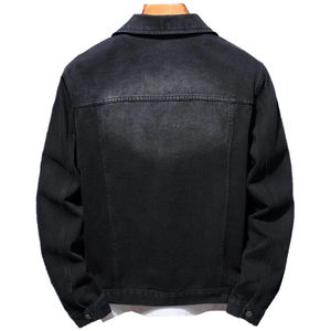 Vente en gros Veste en jean pour garçons Veste pour homme en denim noire déchirée avec boutons à rabat - Product Image 2