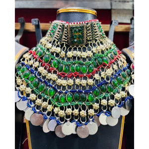 Venta caliente boda conjuntos de joyería nupcial diseño personalizado afgano Kuchi joyería para mujer collar Vintage pendientes y Mang Tikka conjunto - Product Image 2