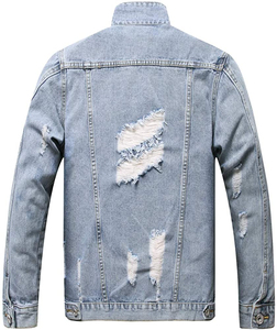 OEM Hombres Vintage Chaqueta de cuero genuino Nuevo diseño Azul Denim Luz Botón Bolsillo Otoño Invierno Oversize Outwear Ropa - Product Image 3