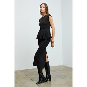 GRIMELANGE TALINDRA Women's <b>Midi</b> Length Front Pensli Back Deep <b>Slit</b> Detail Pencil <b>Skirt</b> - Product Image 3