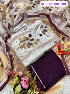 ชุดปาร์ตี้คุณภาพระดับพรีเมี่ยมผ้ามัสลินเนื้อแน่นพิมพ์ลายผ้าไหมแชนเดอร์พร้อมกางเกงทำงานทำมือและ dupatta - Product Image 3