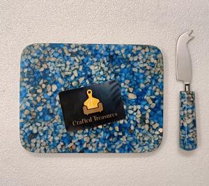 Excelente tabla de quesos con juego de cuchillos para mantequilla, resina epoxi con piedra incrustada, tabla para cortar y servir, al mejor precio. - Product Image 3