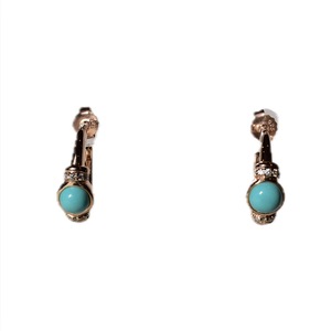 S925 14K Gold Plated Chunky Natural Turquoise Cubic Zirconia Earring Customizable for Retail OEM ODM from Thailand - Product Image 1