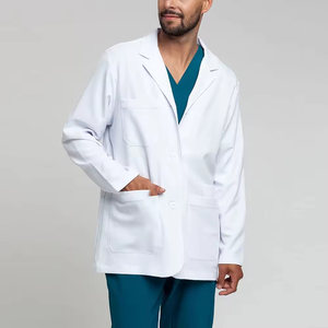 เสื้อโค้ทแลปผ้าฝ้ายสำหรับโรงพยาบาลแขนยาวมีกระเป๋า - Product Image 1