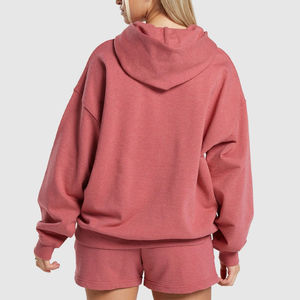 Women's OEM Two Piece <b>Above</b> Knee Casual Hoodie Sweat Suit Sets Short Sleeve High Quality Customizable - Product Image 2