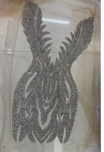 Parche de Poliéster con Flores para Prendas de Mujer, Accesorios de Costura, Tela Personalizada Hecha a Mano, Bordado con Cuentas de Cristal - Product Image 2