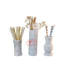 Florero de mármol negro para decoración del hogar a precio mayorista Diseño atractivo hecho a mano - Product Image 3