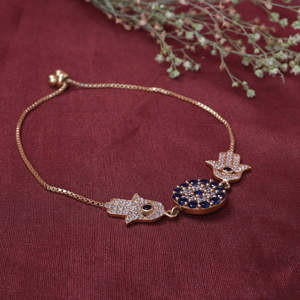 Pulsera de Cadena Corporal con Diseño de Mano de Hamsa y Ojo Turco Chapada en Oro para Mujer, Joyería de Protección - Product Image 4