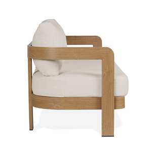 Modern <b>Wooden</b> <b>Frame</b> <b>Sofa</b> with Beige Cushions and Minimalist Design Perfect for Living Room or Lounge Space - Product Image 3