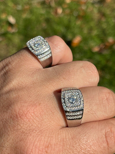 Anillo de Halo Cuadrado con Diamante Moissanite de Moda en Plata de Ley 925, Anillo de Declaración Audaz de Estilo Hip Hop para Hombre - Product Image 2