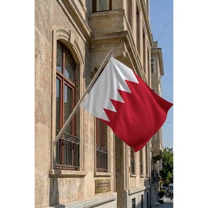 Ensemble de mât de drapeau télescopique mural Bahreïn avec bannières et drapeaux en polyester imprimés numériquement - Product Image 2