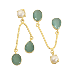 Pendientes de Latón al por Mayor, Estilo Clásico Vintage, Cristal, Perla, Piedra Natural, Unisex, Acabado Satinado de Latón, a la Moda - Product Image 2