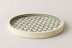 Plateau en os incrusté de qualité supérieure, écologique, avec motif floral complexe, pour table à manger ou cuisine, approvisionnement mondial depuis l'Inde - Product Image 2