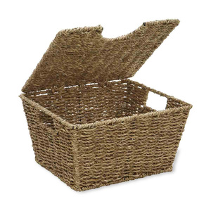 Grand panier en paille à prix compétitif, panier en herbe de mer naturelle avec couvercle, vente en gros de paniers en herbe de mer - Product Image 1