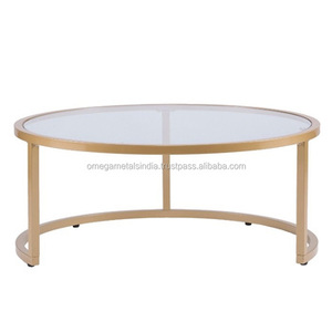 Mesa Auxiliar de Café, Dorada, Pulida, de Latón Cepillado, Acero Inoxidable, Vidrio Moderno, Minimalista, de Lujo, Metálica, Personalizable - Product Image 6
